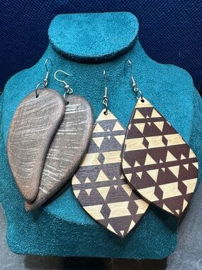 Geometric Wooden Earrings Set
